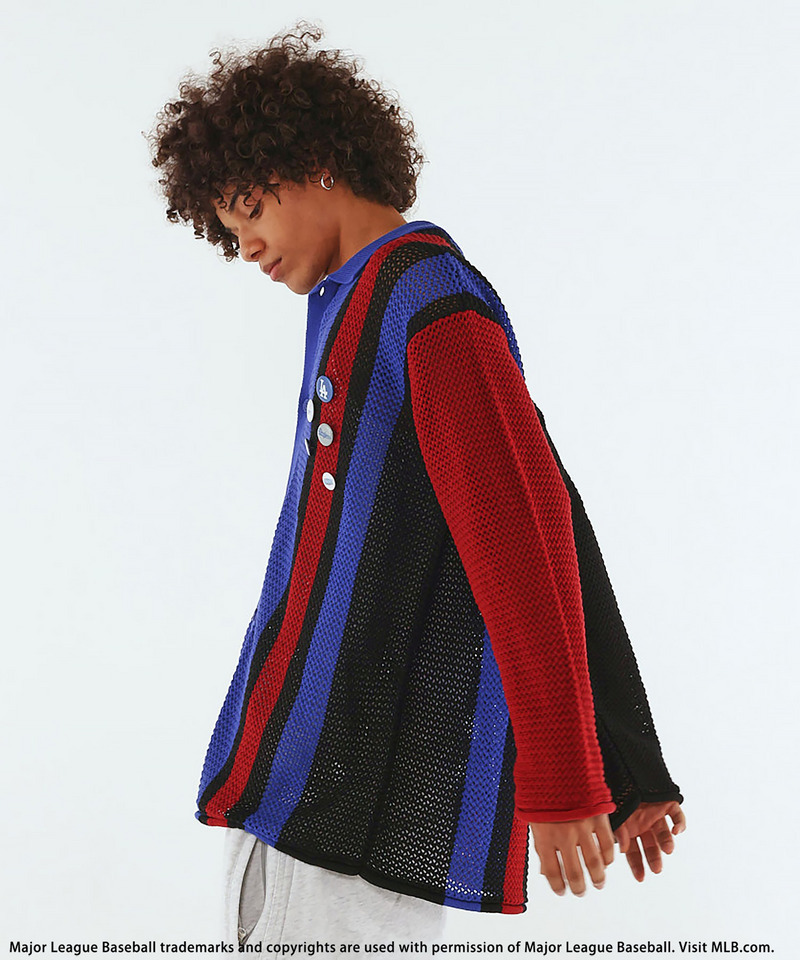 【MLB】Mesh Knit Cardigan 詳細画像 ブルー系 3