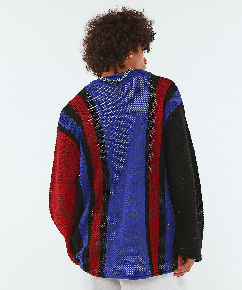 【MLB】Mesh Knit Cardigan 詳細画像 ブルー系 4