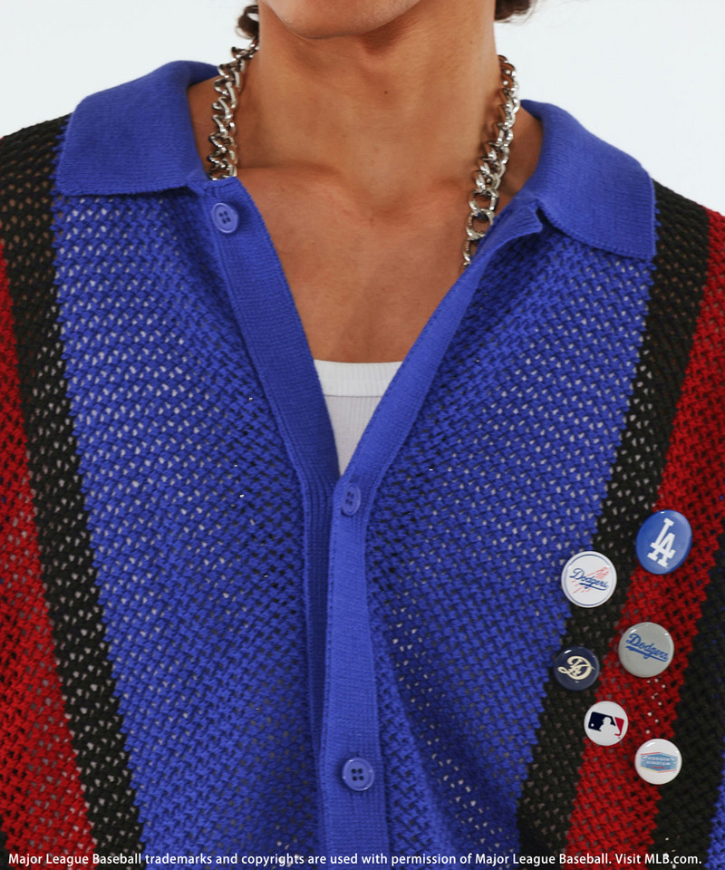 【MLB】Mesh Knit Cardigan 詳細画像 ブルー系 8