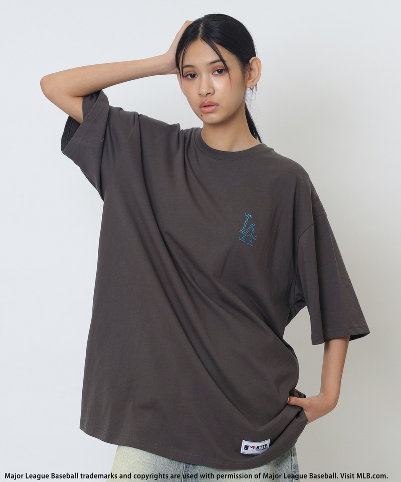 【MLB】Rhinestone-Embellished Tee 詳細画像 ブルー系 3