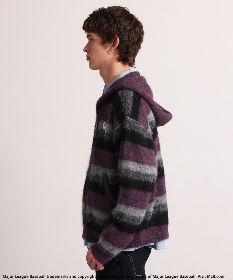 【MLB】Knit Zip Hoodie 詳細画像 パープル 2