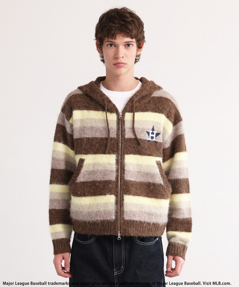 【MLB】Knit Zip Hoodie 詳細画像 イエロー 1