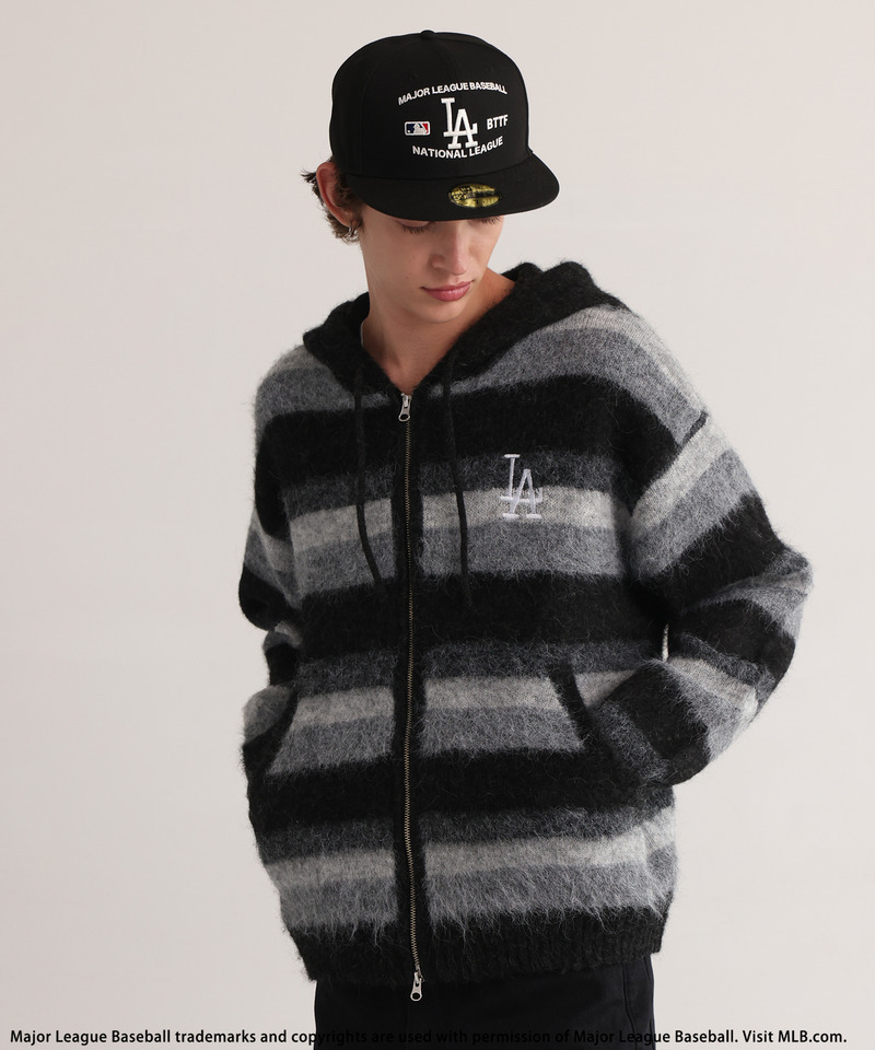 【MLB】Knit Zip Hoodie 詳細画像 ブラック 1
