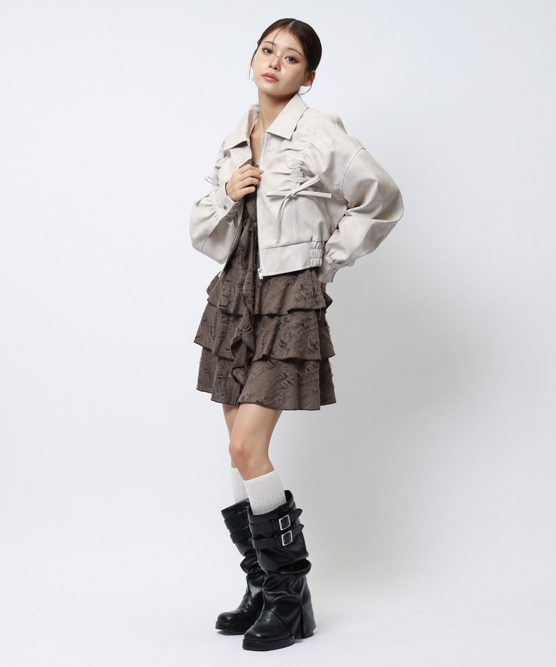 合皮ギャザーショートジャケット 詳細画像 オフホワイト 10