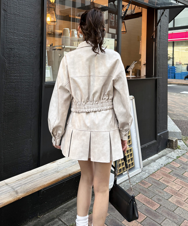 合皮ギャザーショートジャケット 詳細画像 オフホワイト 7