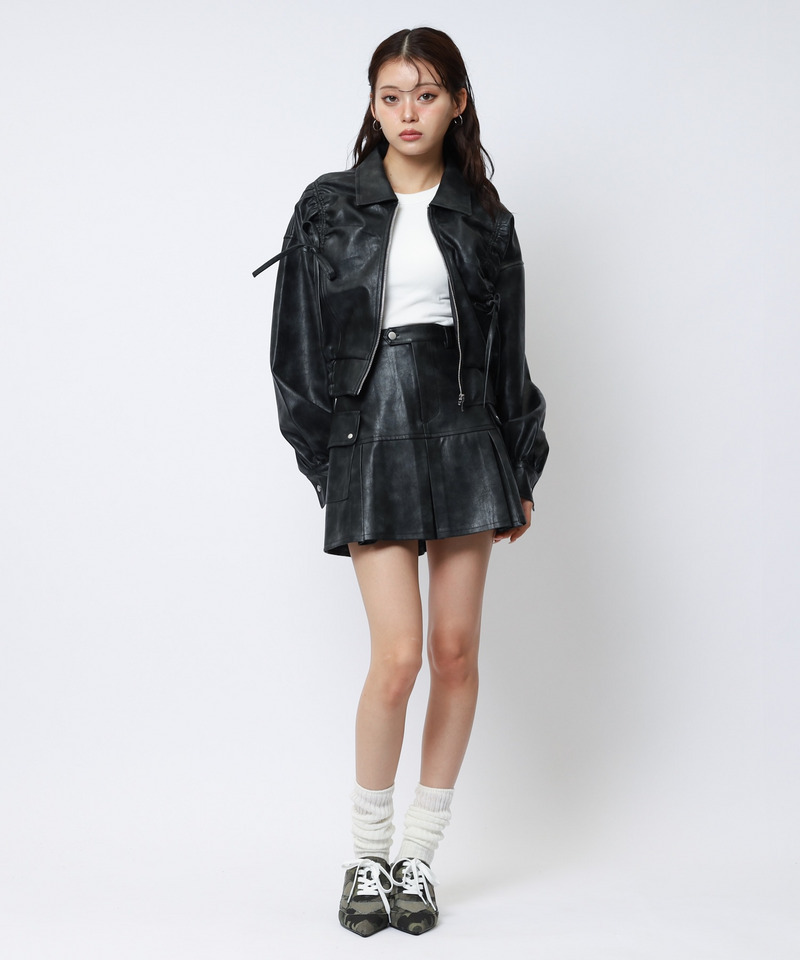 合皮プリーツスカート 詳細画像 ブラック 4