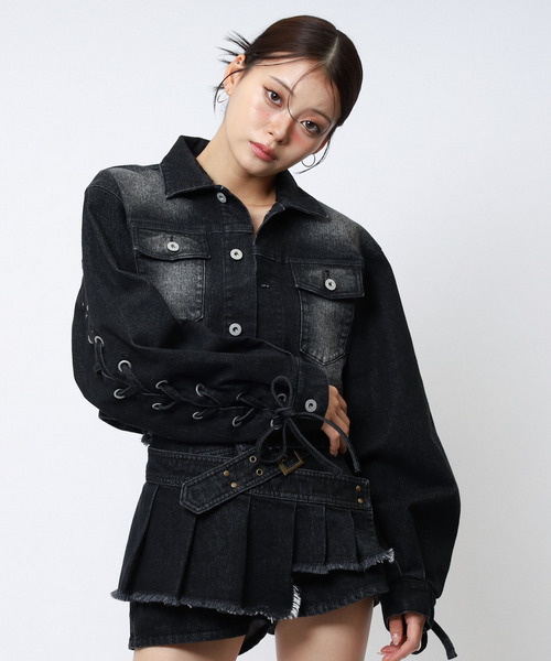 レースアップデニムショートジャケット 詳細画像