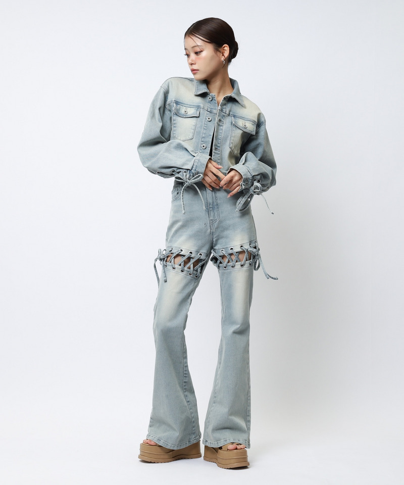 レースアップデニムショートジャケット 詳細画像 デニムブルー 6