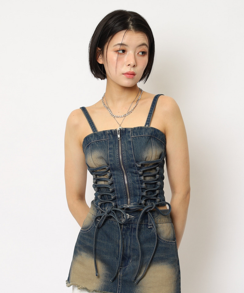 レースアップデニムビスチェ 詳細画像 デニムブルー 4