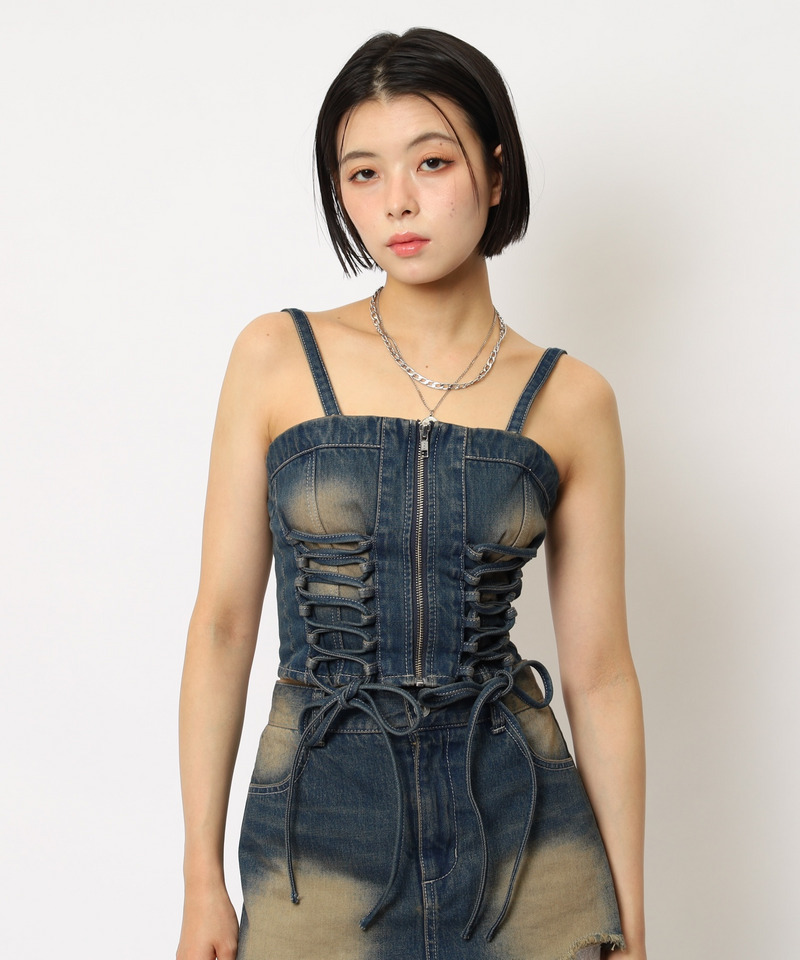 レースアップデニムビスチェ 詳細画像 デニムブルー 5