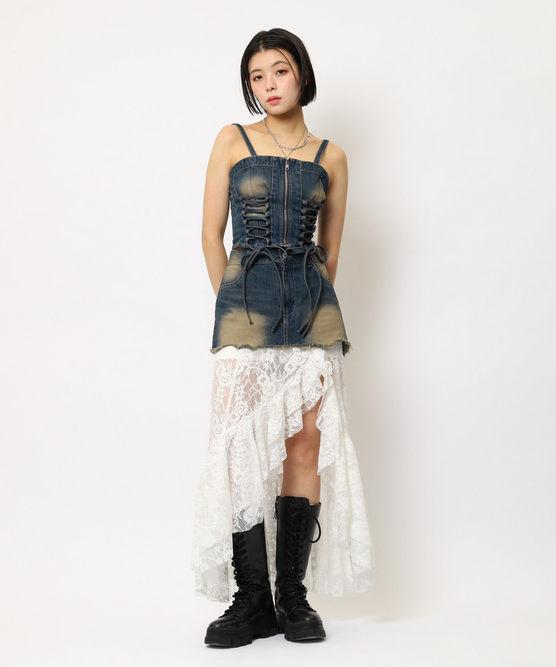 レースアップデニムビスチェ 詳細画像 デニムブルー 6