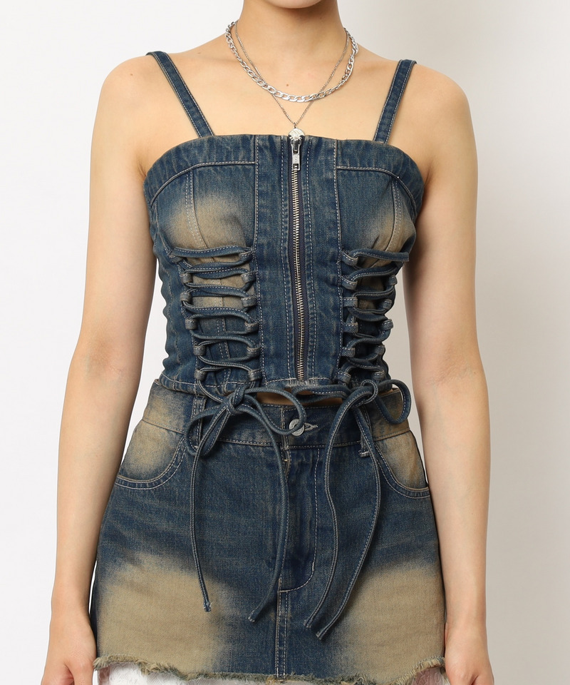 レースアップデニムビスチェ 詳細画像 デニムブルー 7