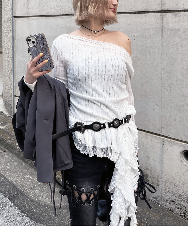 イレヘムワンショルレーストップス 詳細画像 ホワイト 8