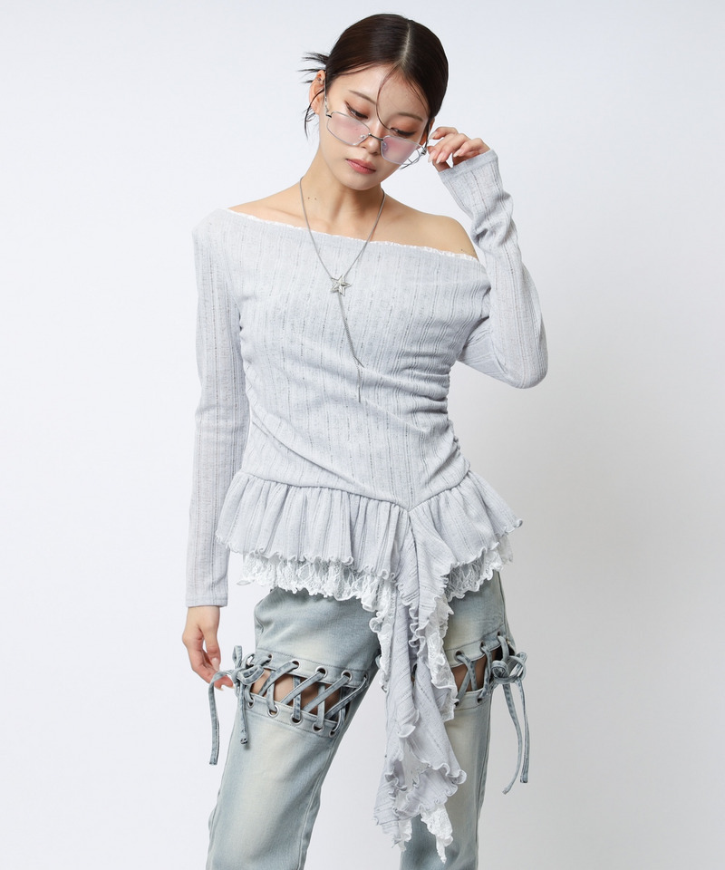 イレヘムワンショルレーストップス 詳細画像 グレー 5