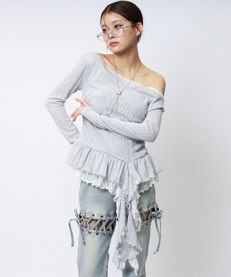 イレヘムワンショルレーストップス 詳細画像 グレー 6