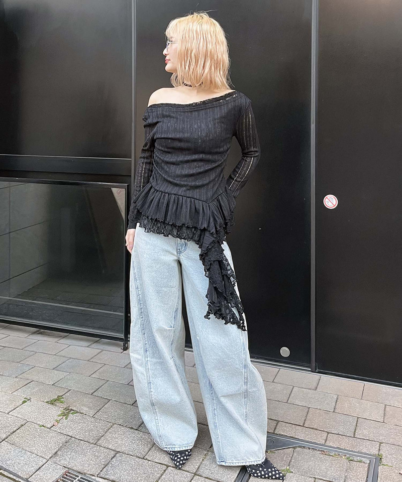 イレヘムワンショルレーストップス 詳細画像 ブラック 2