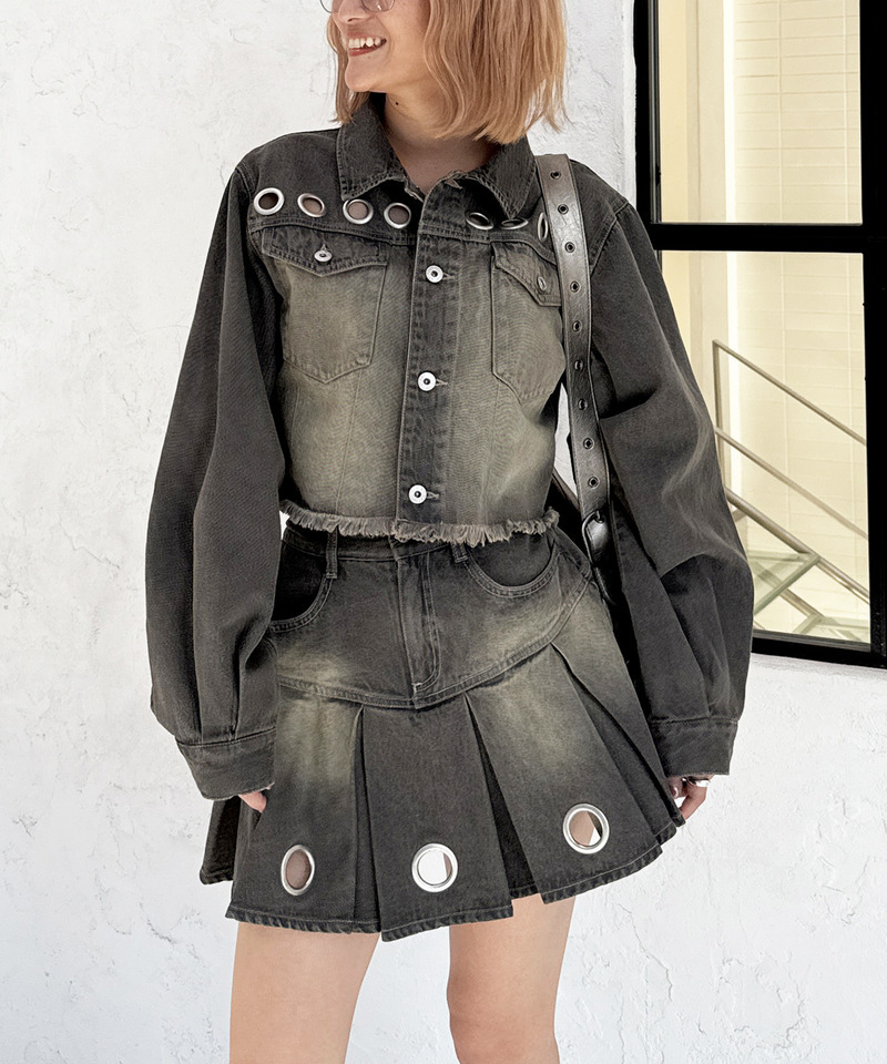 アイレットデニムジャケット 詳細画像 ブラックデニム 10