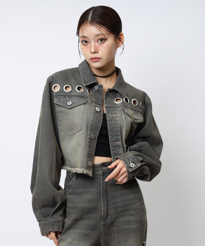 アイレットデニムジャケット 詳細画像 ブラックデニム 5