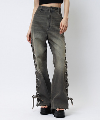 アイレットデニムフレアパンツ