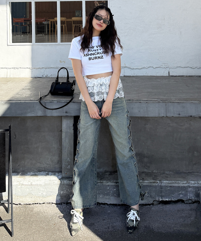 アイレットデニムフレアパンツ 詳細画像 デニムブルー 9