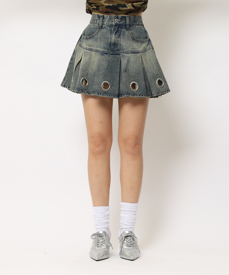 アイレットプリーツスカート 詳細画像 デニムブルー 10