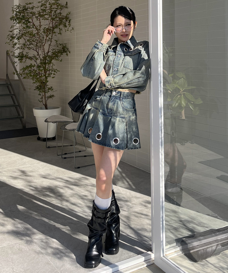 アイレットプリーツスカート 詳細画像 デニムブルー 5