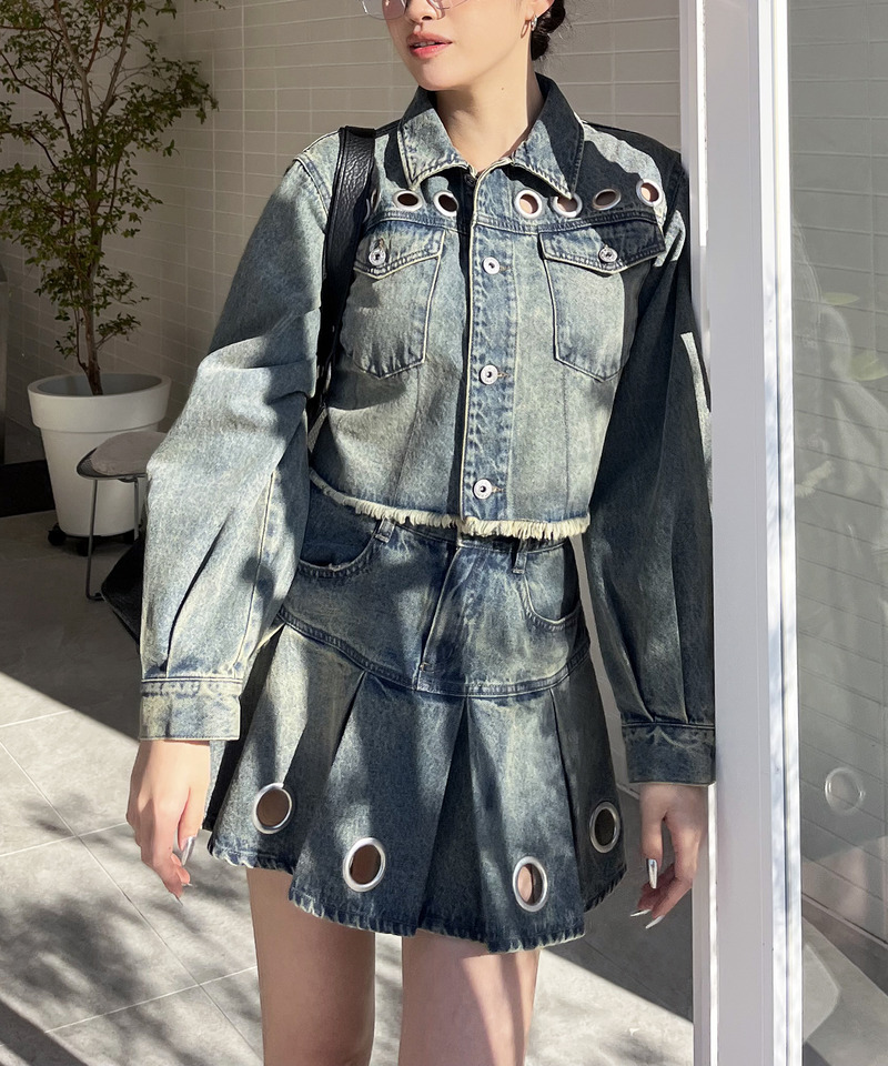 アイレットプリーツスカート 詳細画像 デニムブルー 6