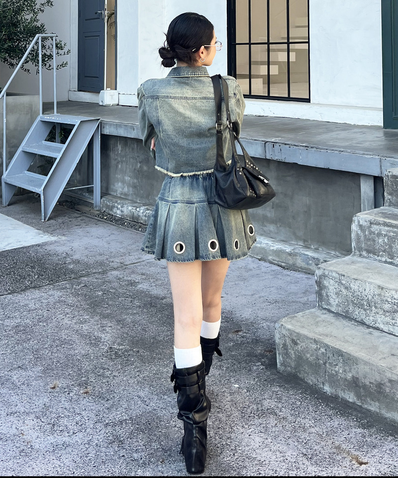 アイレットプリーツスカート 詳細画像 デニムブルー 8