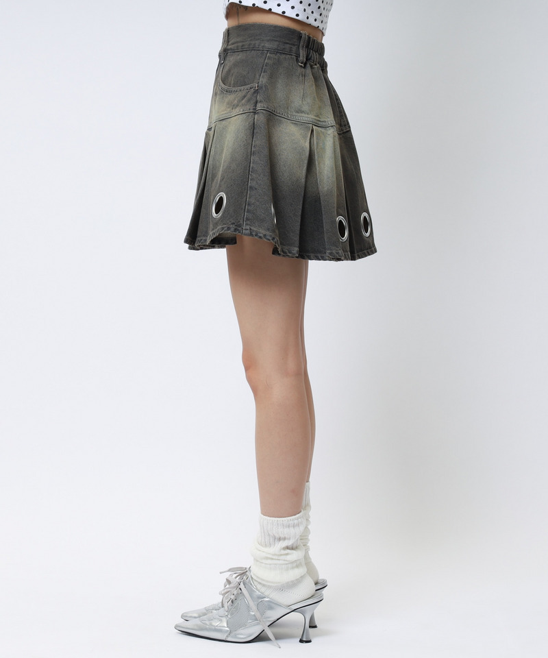 アイレットプリーツスカート 詳細画像 ブラックデニム 10