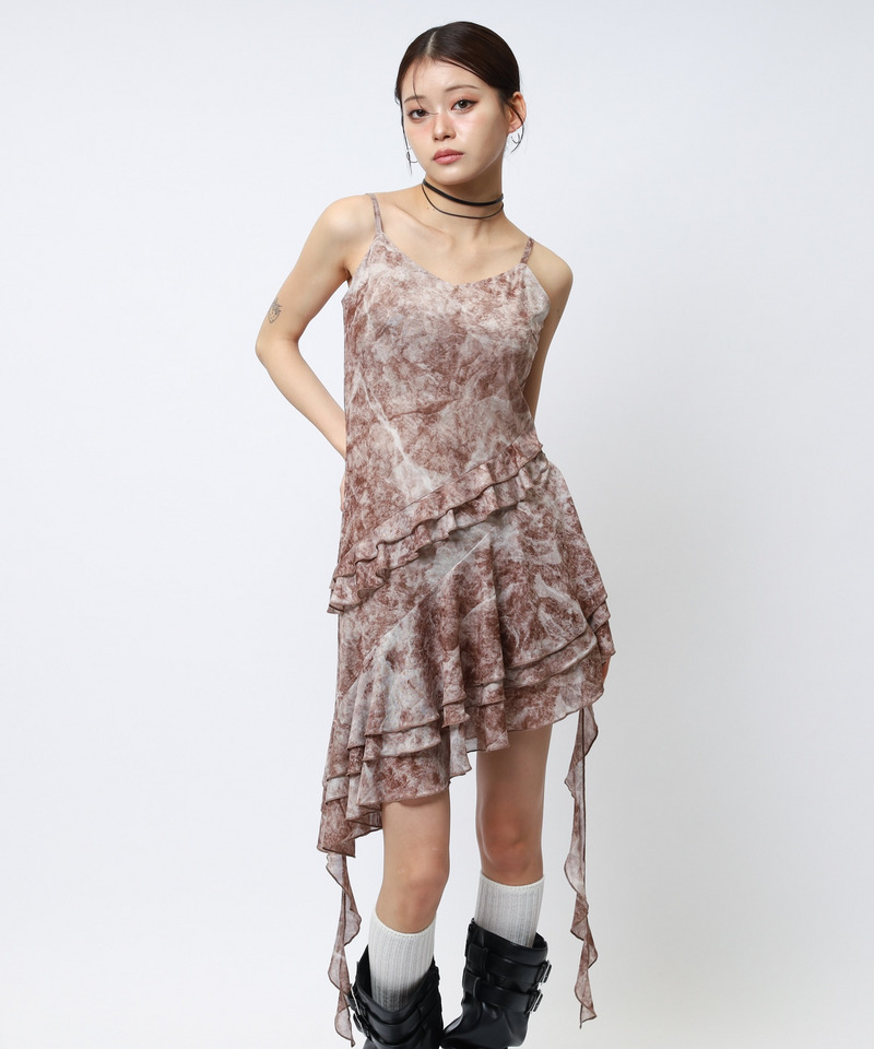 ティアードデザインイレヘムキャミワンピース 詳細画像 ブラウン 1