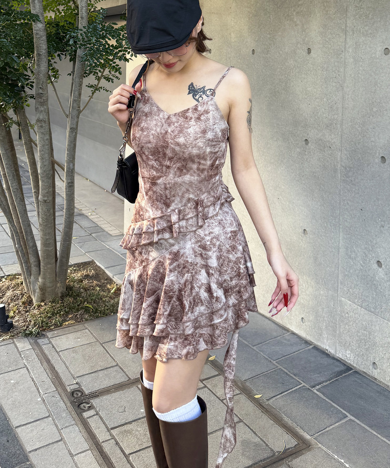 ティアードデザインイレヘムキャミワンピース 詳細画像 ブラウン 7