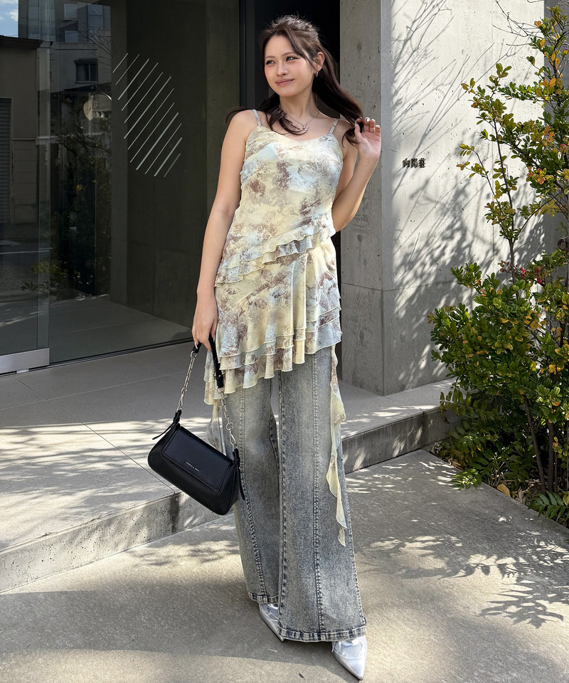 ティアードデザインイレヘムキャミワンピース 詳細画像 イエロー 10