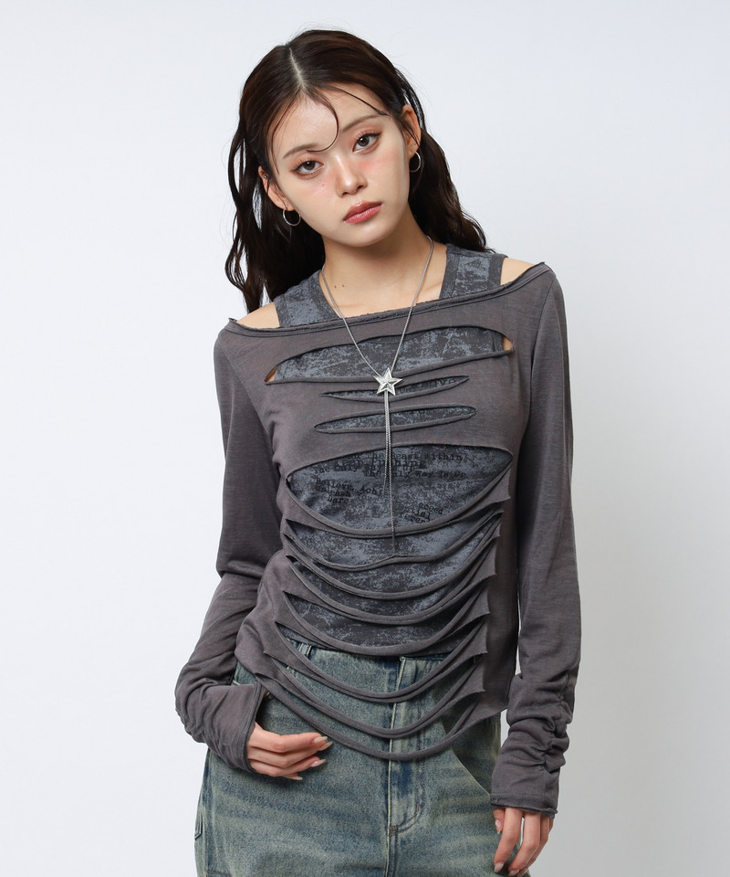 デザインアンサンブルトップス 詳細画像 グレー 5