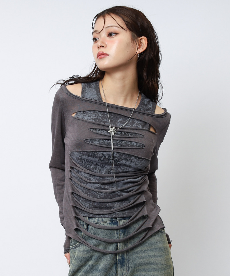 デザインアンサンブルトップス 詳細画像 グレー 7