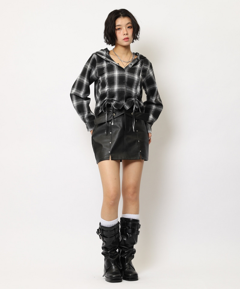 スタッズベルトデザインミニスカート 詳細画像 ブラック 3