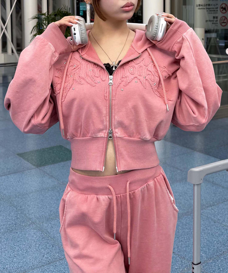 アイレットクラッシュロゴショートパーカー 詳細画像 ピンク 1