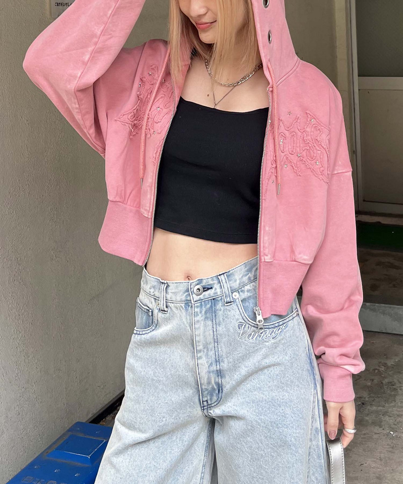 アイレットクラッシュロゴショートパーカー 詳細画像 ピンク 6