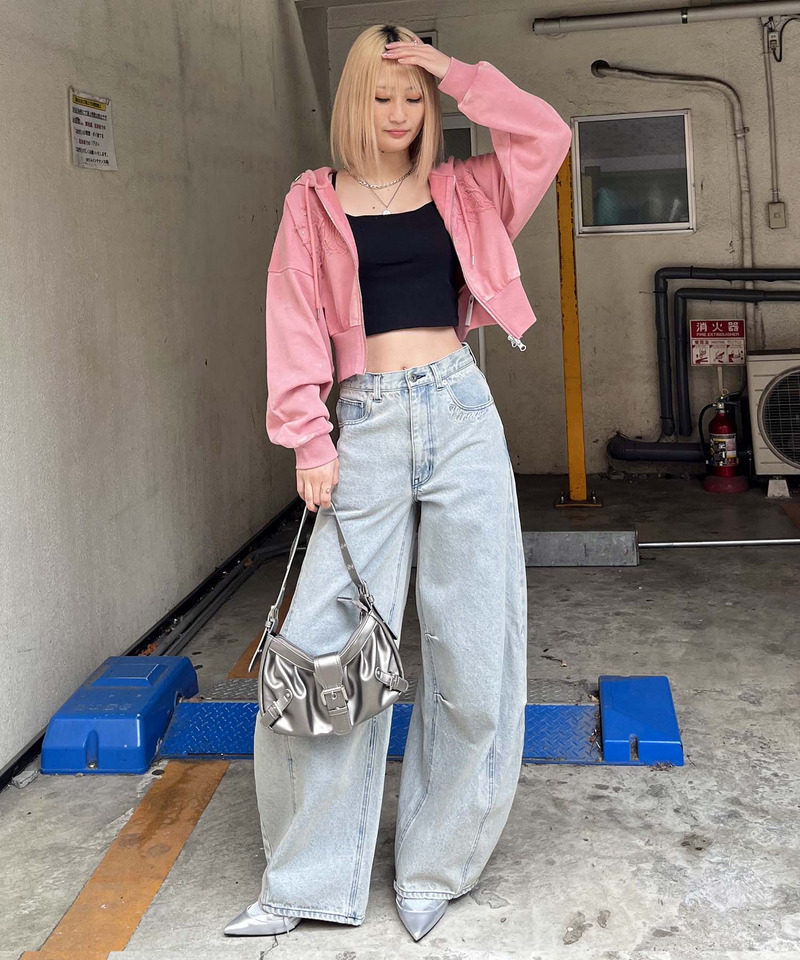 アイレットクラッシュロゴショートパーカー 詳細画像 ピンク 7