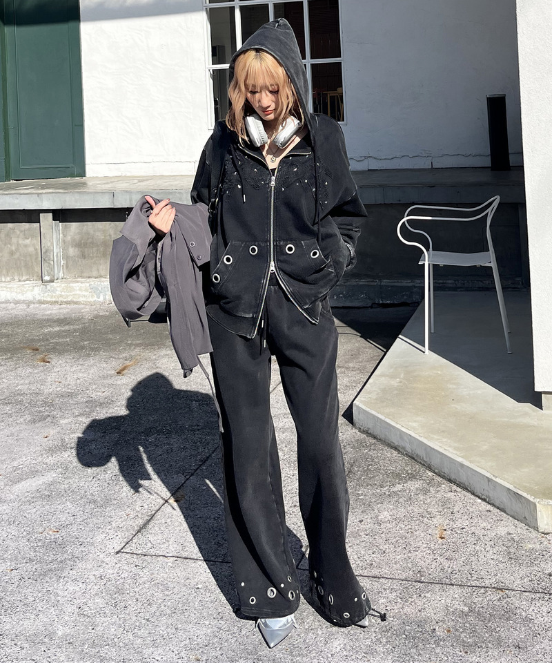 アイレットスウェットパンツ 詳細画像 ブラック 2