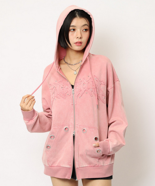 アイレットクラッシュロゴオーバーパーカー 詳細画像