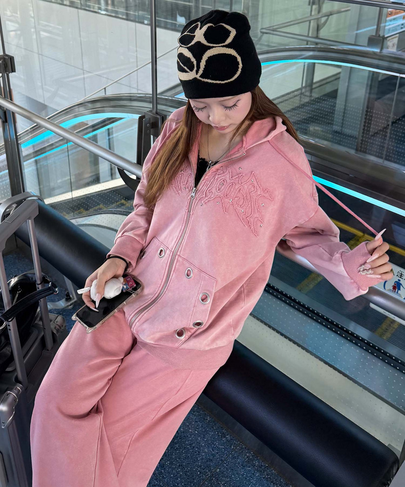 アイレットクラッシュロゴオーバーパーカー 詳細画像 ピンク 8