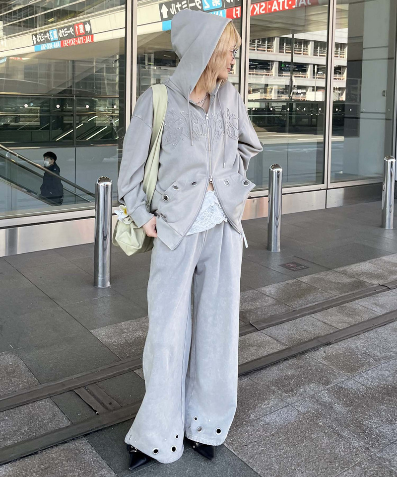 アイレットクラッシュロゴオーバーパーカー 詳細画像 グレー 3