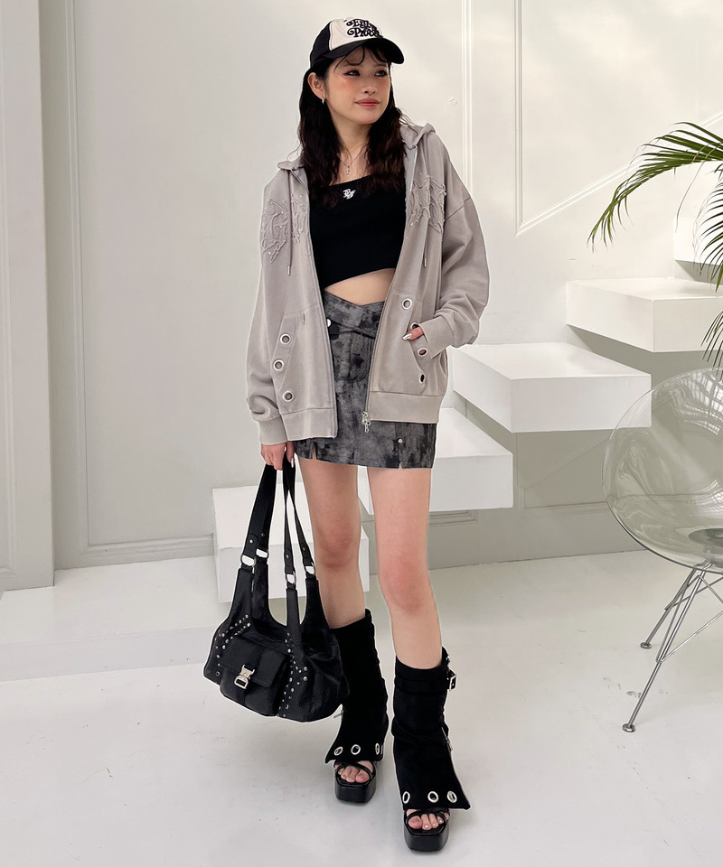 アイレットクラッシュロゴオーバーパーカー 詳細画像 グレー 8