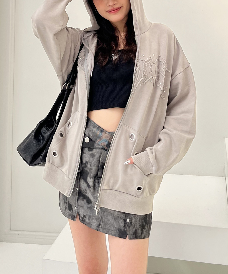 アイレットクラッシュロゴオーバーパーカー 詳細画像 グレー 9