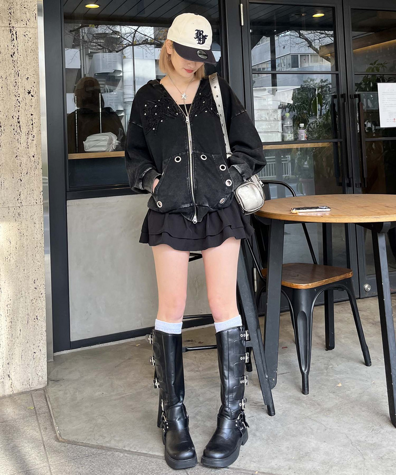 アイレットクラッシュロゴオーバーパーカー 詳細画像 ブラック 10