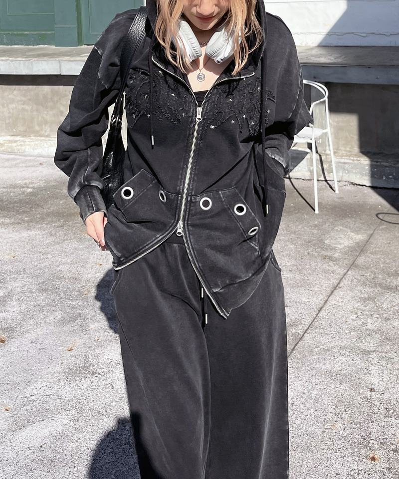 アイレットクラッシュロゴオーバーパーカー 詳細画像 ブラック 6