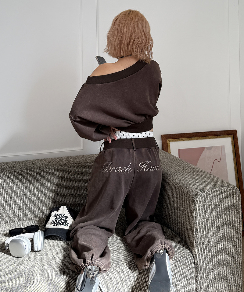 ウエストデザインバックロゴ刺しゅうパンツ 詳細画像 ブラウン 8