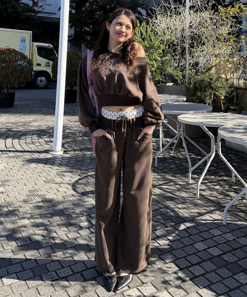 ウエストデザインバックロゴ刺しゅうパンツ 詳細画像 ブラウン 9