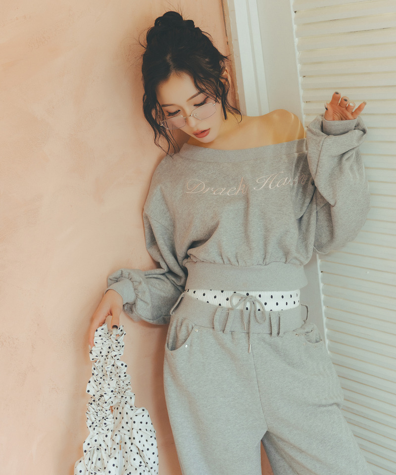 ウエストデザインバックロゴ刺しゅうパンツ 詳細画像 グレー 3