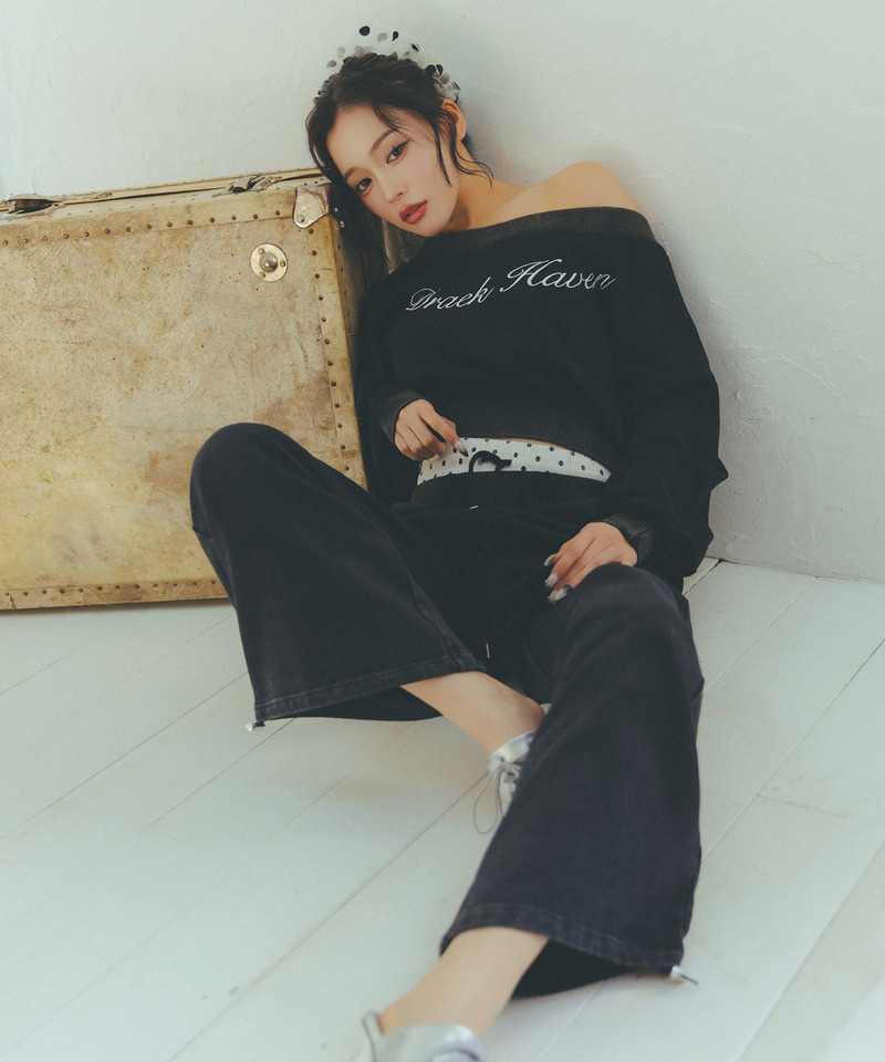 ウエストデザインバックロゴ刺しゅうパンツ 詳細画像 ブラック 4